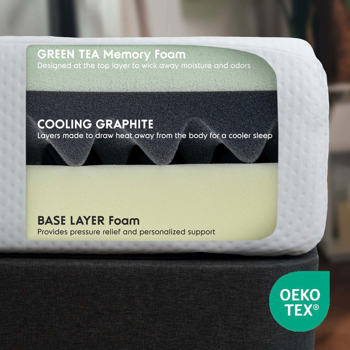 Green Tea 8 Inch Cooling Graphite Memory Foam Twin Mattress Z204