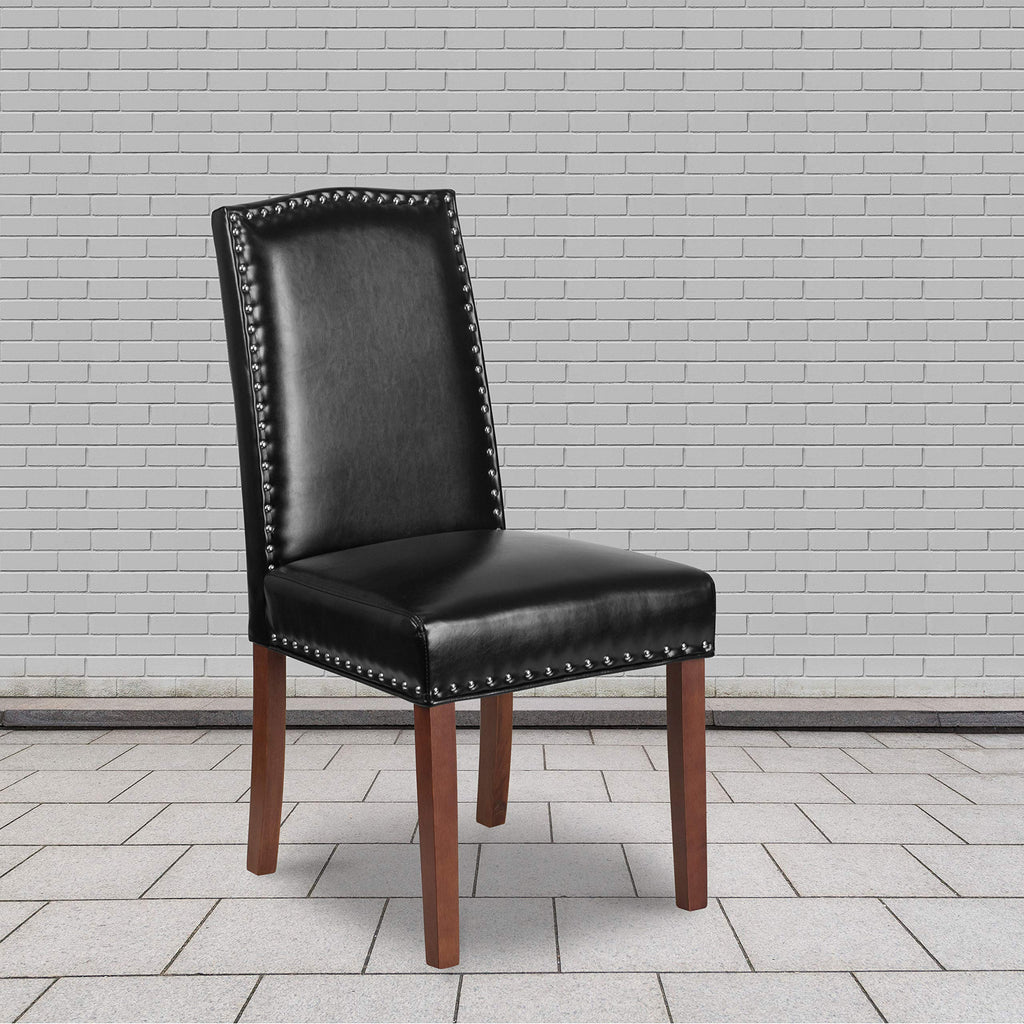 Black LeatherSoft Parsons Chair with Nail Trim I241410