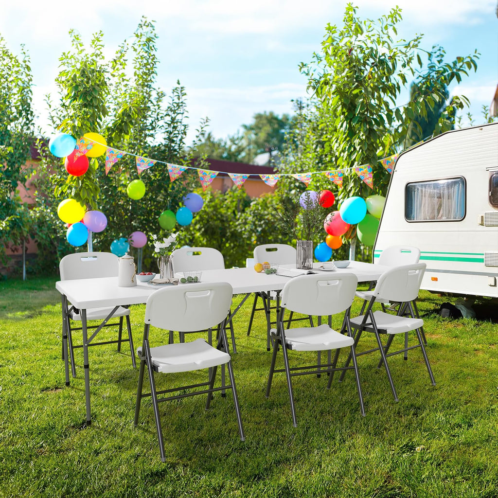 White Bi-Folding Portable Plastic Table L4896
