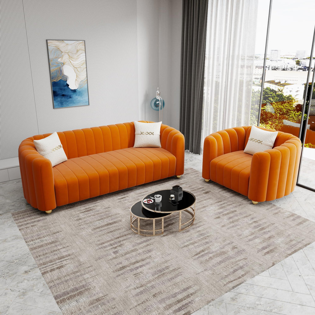 Orange Velvet 2-Piece Sofa H74606