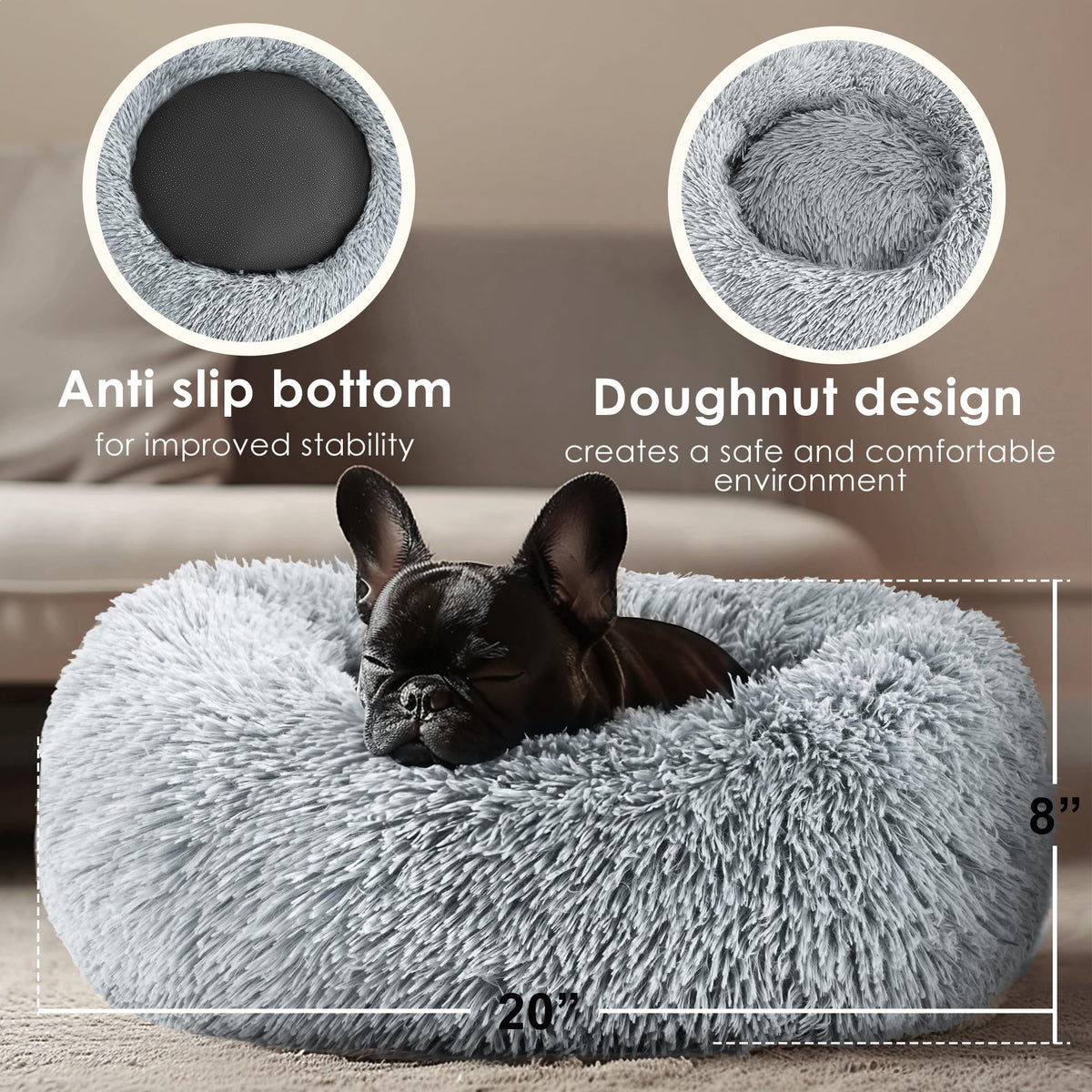 20in Calming Donut Dog & Cat Bed Z376