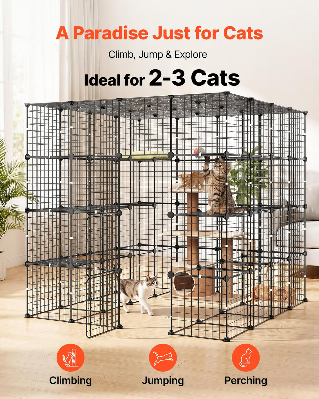 4-Tier Metal Wire Cat Cage with 3 Doors J118590