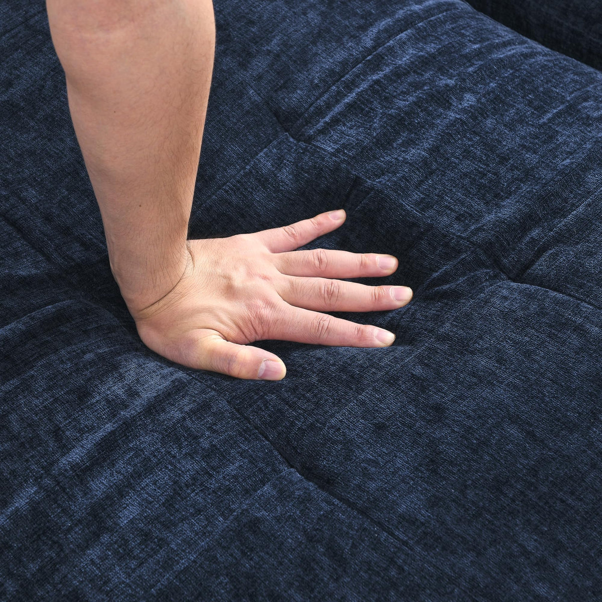 108'' Chenille Navy Blue L-Shaped Sectional Sofa with Storage Ottoman J8758
