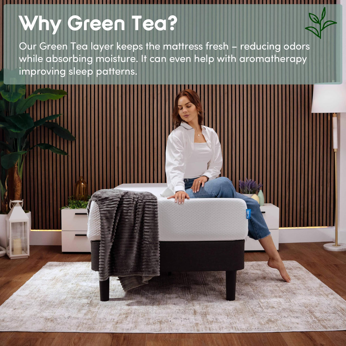Green Tea 8 Inch Cooling Graphite Memory Foam Twin Mattress Z204